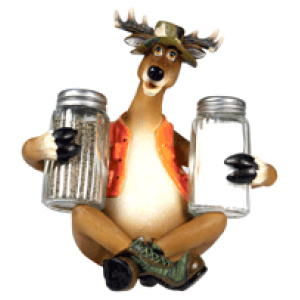 RIVERS EDGE DEER HOLDING - SALT & PEPPER SHAKERS