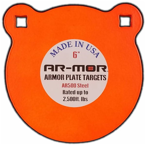 AR-MOR 6" AR500 STEEL GONG - 3/8" THICK STEEL ORANGE ROUND