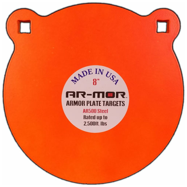 AR-MOR 8" AR500 STEEL GONG - 3/8" THICK STEEL ORANGE ROUND
