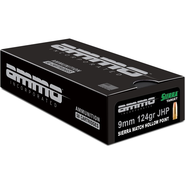 Ammo Inc Signature Match 9mm Luger Handgun Ammo - 124 Grain | Sierra Match HP | 50rd Box