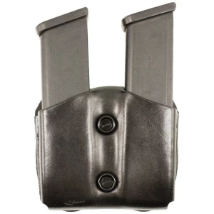 DESANTIS DOUBLE MAG POUCH OWB - LEATHER SINGLE STACK 10/45 BL