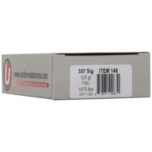 UNDERWOOD 357 SIG 125GR FMJ FN - 50RD 10BX/CS