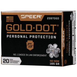 SPEER GOLD DOT 40 SW 165GR - GDHP 20RD 10BX/CS