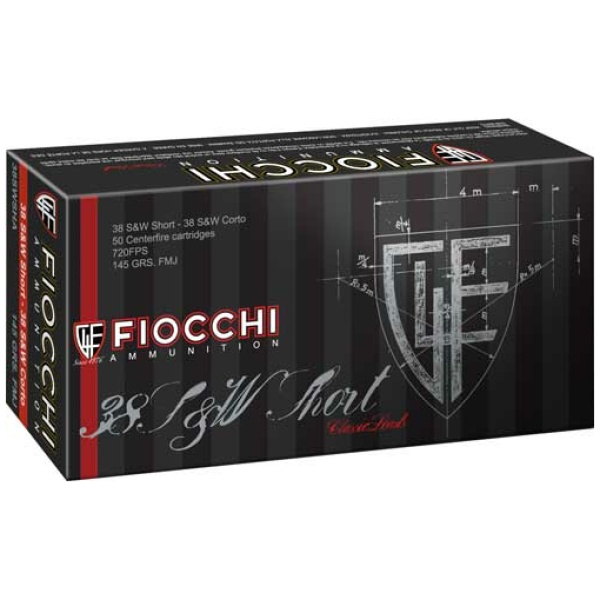 FIOCCHI 38 S&W SHORT 145GR FMJ - 50RD 20BX/CS
