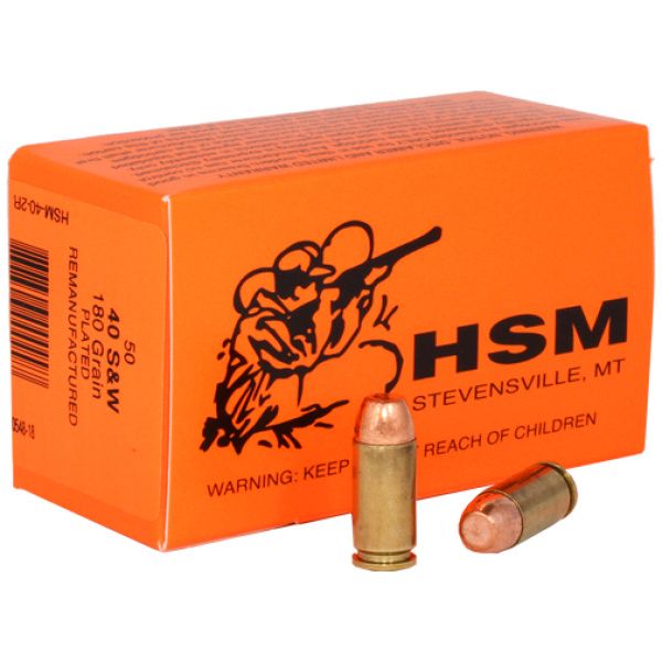 HSM REMANUFACTURED 40 SW 180GR - PLEATED LEAD-RN 50RD 20BX/CS