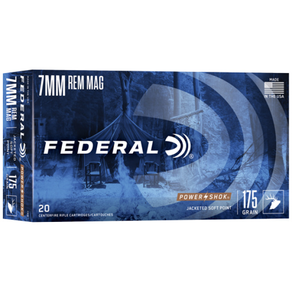 FEDERAL POWER-SHOK 7MM REM MAG - 175GR SP 20RD 10BX/CS