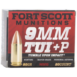 FORT SCOTT 9MM LUGER +P 80GR - TUI SOLID COPPER 20RD 25BX/CS