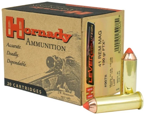 HORNADY LEVEREVOLUTION 41 REM - MAG 190GR FTX 20RD 10BX/CS