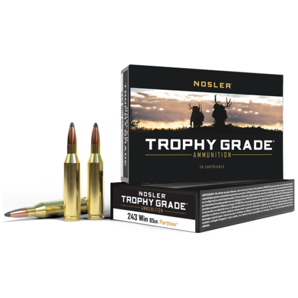 NOSLER TROPHY GRADE 243 WIN - 85GR PARTITION TIP 20RD 10BX/