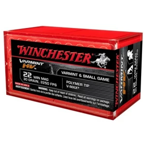 WINCHESTER SUPREME 22WMR 30GR - V-MAX 2250FPS 50RD 20BX/CS