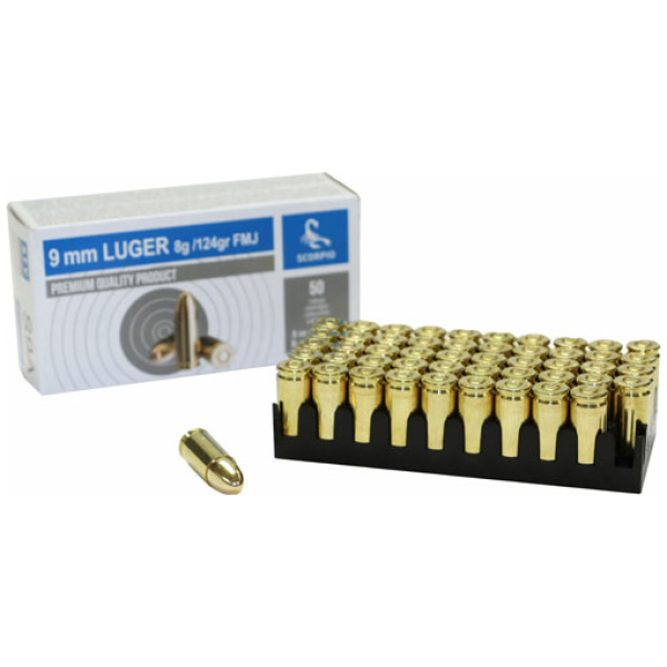 SCORPIO 9MM LUGER 124GR FMJ - 50RD 20BX/CS