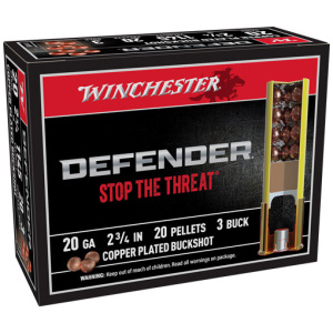 WINCHESTER DEFENDER 20GA 2.75" - #3 BUCK 20-PELLET 10RD 10BX/CS