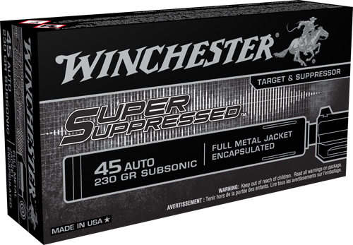 WINCHESTER SUPER SUPPRESSED - 45 ACP 230GR FMJ 50RD 10BX/CS