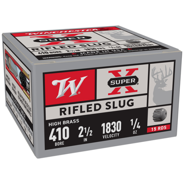 WINCHESTER SUPER-X 410 2.5" - 1/5OZ RIFLED SLUG 15RD 10BX/CS