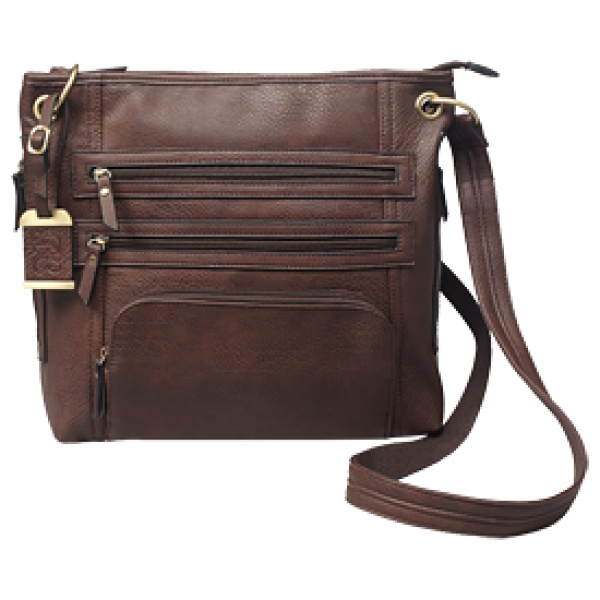 BULLDOG LARGE CROSS BODY PURSE BRN