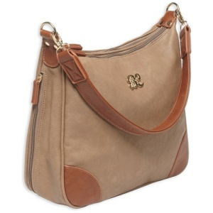 BULLDOG CONCEALED CARRY PURSE - HOBO STYLE TAUPE W/TAN TRIM