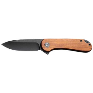 CIVIVI KNIFE ELEMENTUM 2.96" - WOOD/BLACK STNWSH D2 LNR LOCK