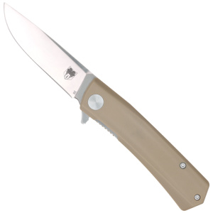 COBRATEC SERPENT FOLDER 3" - SS/TAN D2 BLADE G-10 SCALES