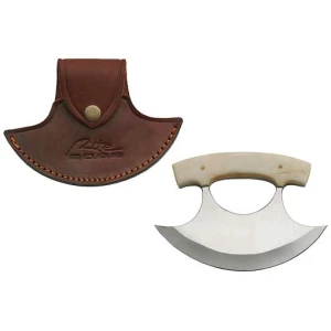 SZCO RITE EDGE 6" BONE HANDLE - ULU W/LEATHER SHEATH