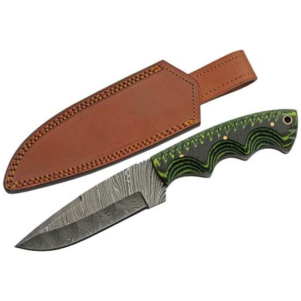 SZCO RITE EDGE 5" TREE RIDGE - MICARTA DAMASCUS CP W/SHEATH