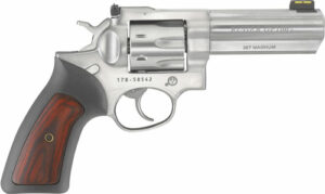 RUGER GP100 357MAG 4.20" ADJ. - SS RUBBER W/HARDWOOD 7-SHOT
