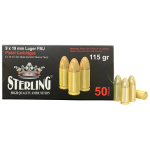 STERLING 9MM 115GR FMJ BRASS 50/1000