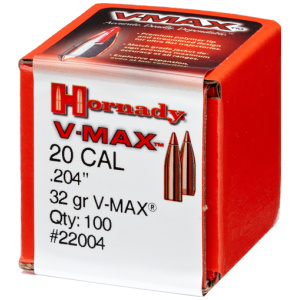 HORNADY BULLETS 20 CAL .204 - 32GR V-MAX 100CT 40BX/CS