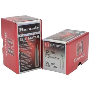 HORNADY BULLETS 22CAL .224 - 80GR ELD-M MATCH 100CT 25BX/CS