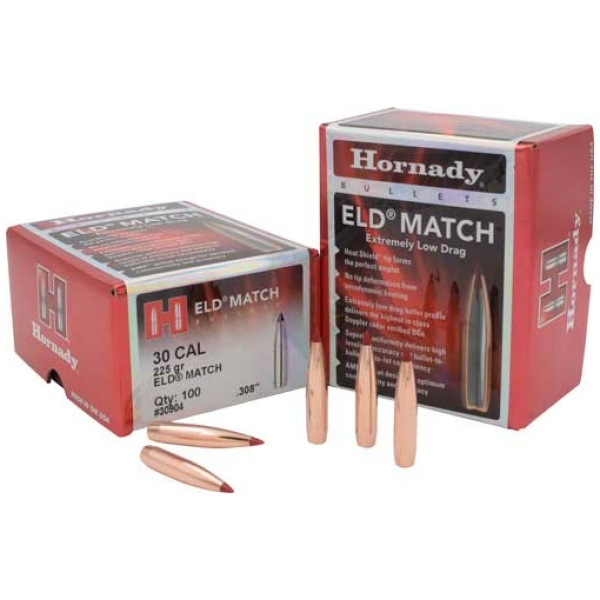 HORNADY BULLETS 30CAL .308 - 225GR ELD-MATCH 100CT 15BX/CS