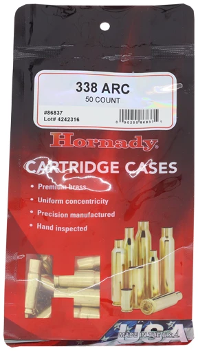 HORNADY UNPRIMED CASES 338 ARC - 50 PACK 5PK/CS