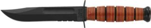KA-BAR FIGHTING/UTILITY KNIFE - 5.25" SHRT W/LTHR USMC SERRTD