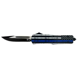 TEMPLAR KNIFE LARGE OTF BACK - THE BLUE 3.5" BLK DROP POINT