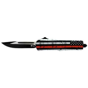 TEMPLAR KNIFE LARGE OTF BACK - THE RED 3.5" BLK DROP POINT