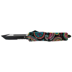 TEMPLAR KNIFE LARGE OTF QUILT - 3.5" BLACK TANTO SERRATED