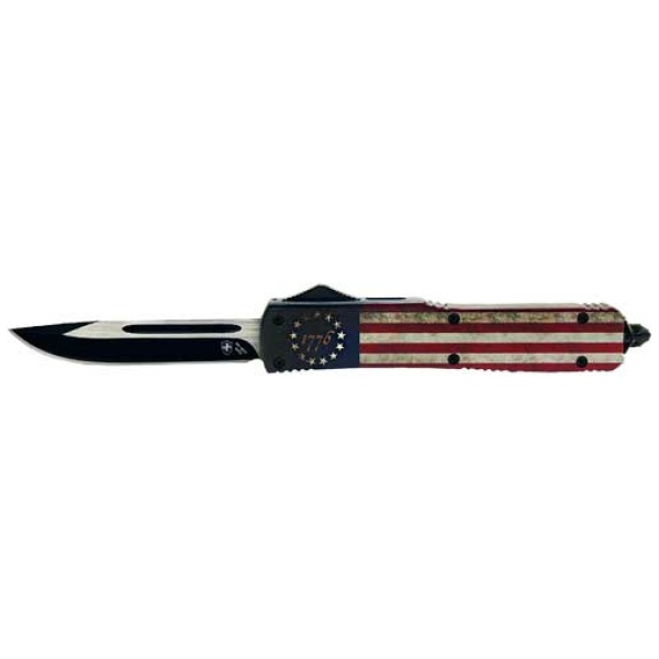 TEMPLAR KNIFE SLIM OTF BETSY - ROSS FLAG 3.1" BLACK DROP PNT