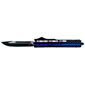 TEMPLAR KNIFE SLIM OTF BACK - THE BLUE 3.1" BLK DROP POINT