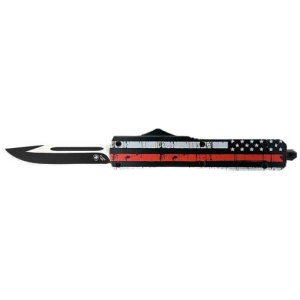 TEMPLAR KNIFE SLIM OTF BACK - THE RED 3.1" BLK DROP POINT