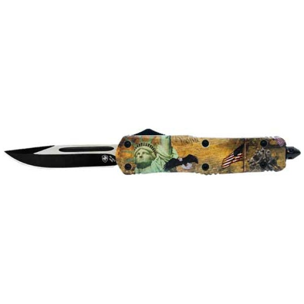 TEMPLAR KNIFE SLIM OTF LIBERTY - 3.1" BLACK DROP POINT