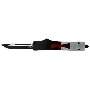 TEMPLAR KNIFE SLIM OTF TEMPLAR - FLAG 3.1" BLACK DROP POINT