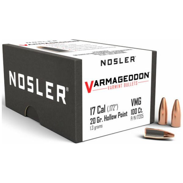 NOSLER BULLETS 17 CAL .172 - 20GR VARMAGEDDON FBHP 100CT