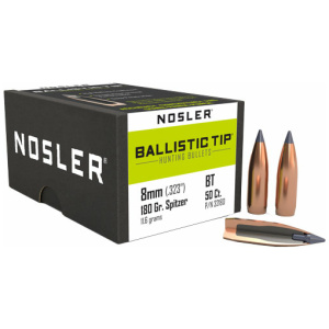 NOSLER BULLETS 8MM .323 - 180GR BALLISTIC TIP 50CT