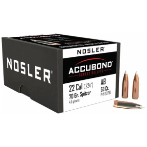 NOSLER BULLETS .22 CAL .224 - 70GR ACCUBOND 50CT