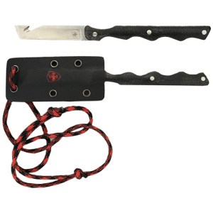 TEMPLAR KNIFE NECK KNIFE 2.46" - BLK W/RED POWDER D2 SLVR TNTO