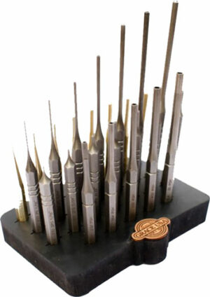 GRACE USA STEEL/BRASS ROLL PIN - PUNCH SET W/BENCH BLOCK 27PC