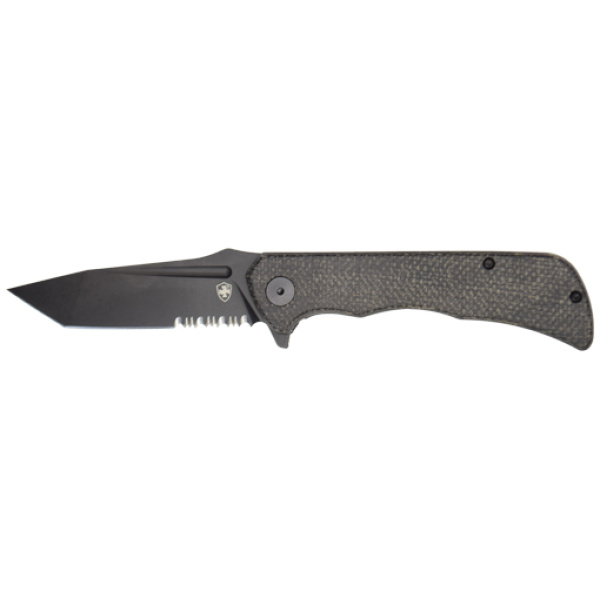 TEMPLAR KNIFE PALADIN FOLDER - 3.27" BLACK MICARTA TANTO D2