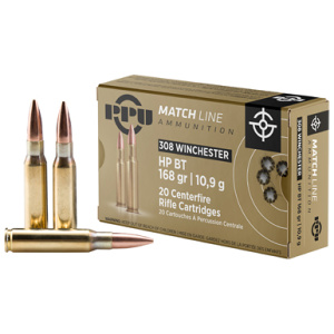 PPU .308 WIN MATCH 168GR HPBT 20/200
