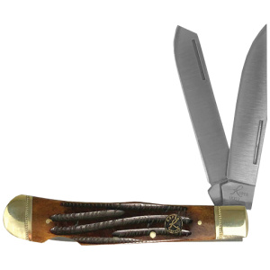 ABKT ROPER DOUBLE ACTION LOCK - BACK TRAPPER 3.25" COFFEE HNDL