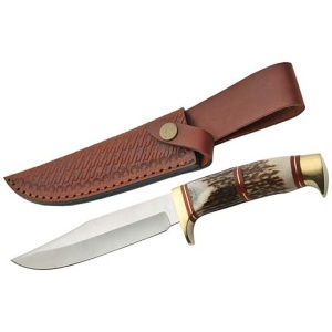 SZCO STEEL STAG 5.75" STEEL - WOLF STAG HUNTER W/SHEATH