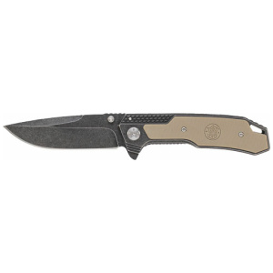 S&W STONEWASH DROP POINT 3.6" - BLADE W/ S&W LOGO IN G10 HNDL