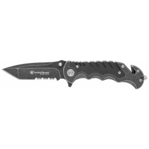 S&W KNIFE BORDER GUARD 3.5" - BLADE W/STRAP CUTTER/GLS BREKR
